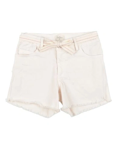 Buho Babies' Búho. Toddler Girl Denim Shorts Ivory Size 6 Cotton, Elastane In White