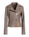 Street Leathers Woman Jacket Dove Grey Size S Soft Leather