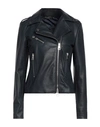 Street Leathers Woman Jacket Slate Blue Size S Soft Leather In Navy Blue