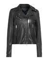 Street Leathers Woman Jacket Slate Blue Size S Soft Leather In Black