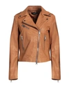 Street Leathers Woman Jacket Tan Size S Soft Leather In Brown