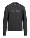 Sandro Man Sweatshirt Charcoal Size L Cotton, Elastane, Polyester In Grey