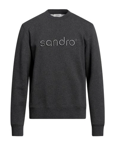 Sandro Man Sweatshirt Charcoal Size L Cotton, Elastane, Polyester In Grey