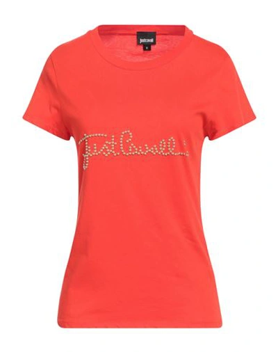 Just Cavalli Woman T-shirt Tomato Red Size Xxl Cotton
