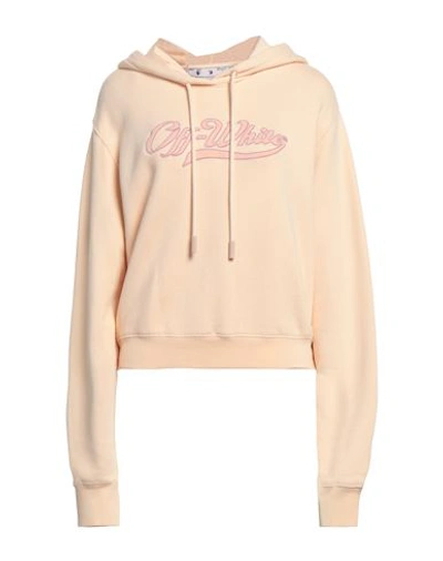 Off-white Woman Sweatshirt Sand Size M Cotton, Elastane, Polyester, Organic Cotton In Beige