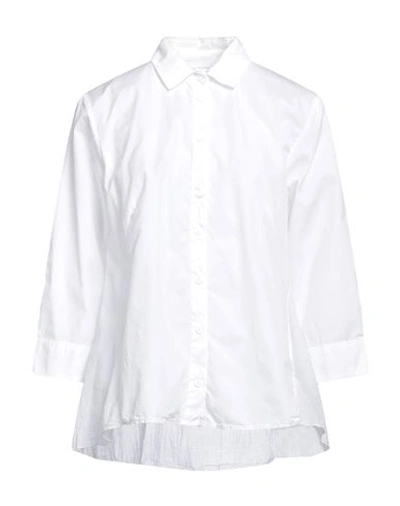 European Culture Woman Shirt White Size S Cotton, Elastane