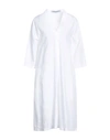 European Culture Woman Midi Dress White Size Xxl Lyocell, Linen