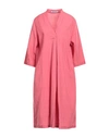 European Culture Woman Midi Dress Pastel Pink Size M Ramie, Cotton, Viscose