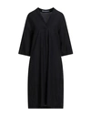 European Culture Woman Midi Dress Black Size M Lyocell, Linen