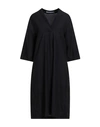 European Culture Woman Midi Dress Black Size Xs Lyocell, Linen