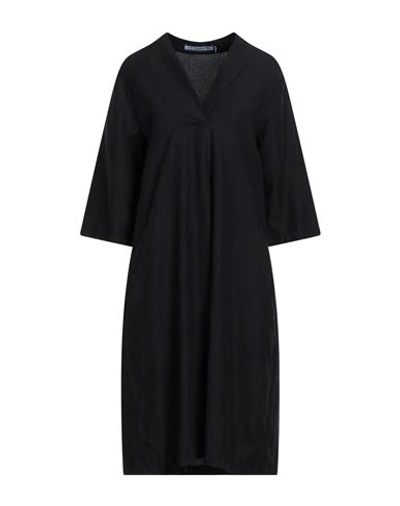 European Culture Woman Midi Dress Black Size Xs Lyocell, Linen