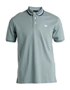 Emporio Armani Man Polo Shirt Light Green Size M Cotton