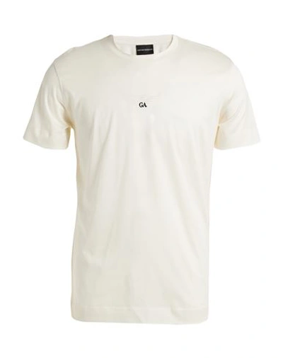 Emporio Armani Man T-shirt Ivory Size M Cotton In White