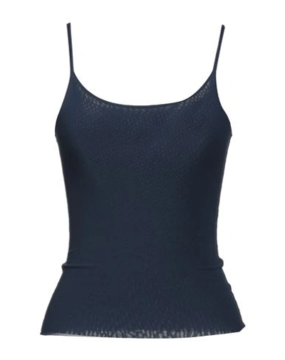 Emisphere Woman Tank Top Navy Blue Size 8 Polyamide