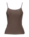 Emisphere Woman Tank Top Dark Brown Size 4 Polyamide