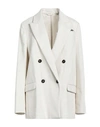 BRUNELLO CUCINELLI BRUNELLO CUCINELLI WOMAN BLAZER OFF WHITE SIZE 16 COTTON, VISCOSE, POLYESTER, POLYAMIDE, BRASS