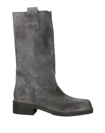 1725.a Woman Knee Boots Lead Size 11 Soft Leather In Grey