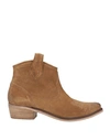 1725.a Woman Ankle Boots Sand Size 9 Soft Leather In Beige
