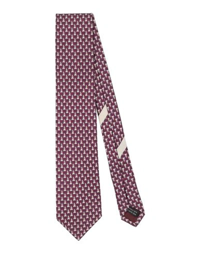 Ferragamo Man Ties & Bow Ties Purple Size - Silk In Multi