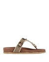 Divine Follie Woman Toe Strap Sandals Khaki Size 11 Textile Fibers In Beige