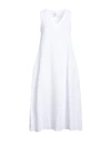 European Culture Woman Midi Dress White Size Xl Cotton, Rubber