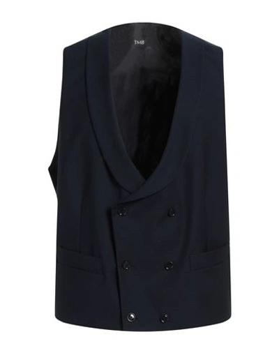 Tombolini Man Tailored Vest Navy Blue Size 46 Polyester, Viscose, Elastane