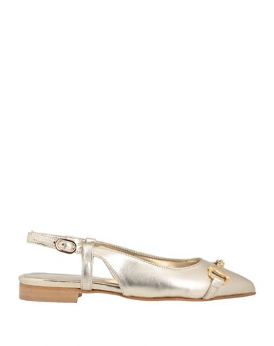 Divine Follie Woman Ballet Flats Gold Size 11 Soft Leather