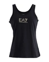 Ea7 Woman Tank Top Black Size M Cotton, Elastane In Black