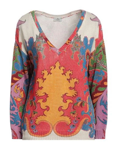 Etro Woman Sweater Beige Size 4 Silk, Linen