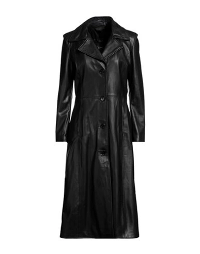 Street Leathers Woman Overcoat Black Size Xl Soft Leather