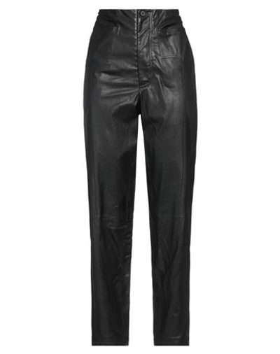 Gentryportofino Woman Pants Black Size 6 Ovine Leather