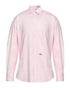 DSQUARED2 DSQUARED2 MAN SHIRT PINK SIZE 44 COTTON, ELASTANE