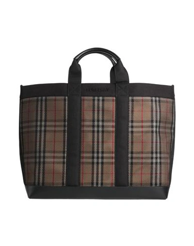 Burberry London Tote Bag Man Handbag Multicolored Size - Cotton, Polyester In Black