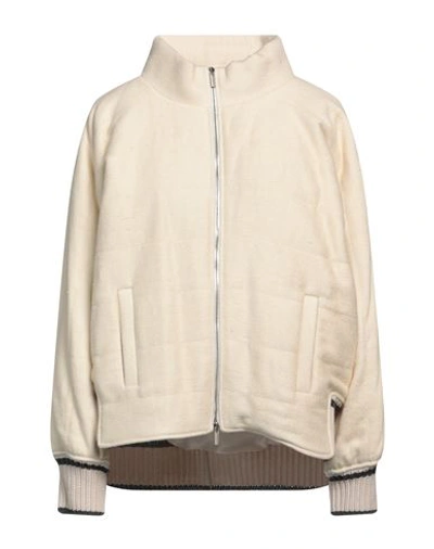 Gentryportofino Woman Jacket Cream Size 18 Polyester, Hemp, Virgin Wool In White