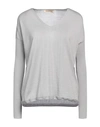 Gentryportofino Woman Sweater Light Grey Size 8 Virgin Wool, Silk