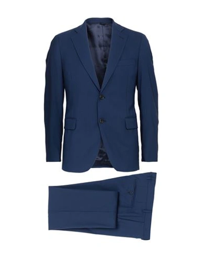 Tombolini Man Suit Midnight Blue Size 44 Virgin Wool, Elastane In Navy Blue