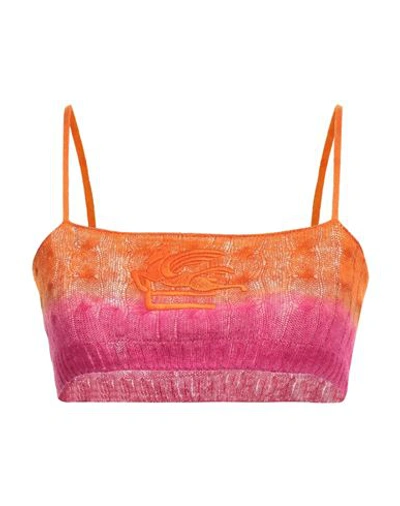 ETRO ETRO WOMAN TOP ORANGE SIZE 8 WOOL