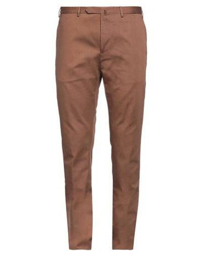 Santaniello Man Pants Brown Size 40 Cotton, Elastane In Brown