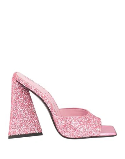 Attico The  Woman Sandals Pink Size 11 Textile Fibers