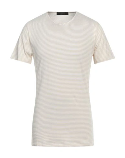 Vneck Man T-shirt Beige Size L Cotton