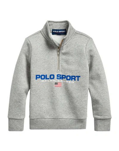 Polo Ralph Lauren Babies'  Polo Sport Long Sleeve Half Zip Fleece Toddler Boy Sweatshirt Grey Size 4 Cotton,
