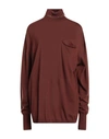 Quira Woman Turtleneck Brown Size S Virgin Wool In Brown