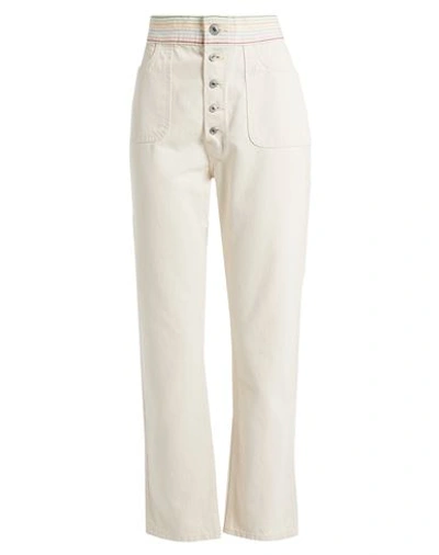Re/done Woman Pants Cream Size 29 Cotton In White