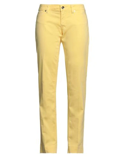 Jacob Cohёn Woman Pants Yellow Size 32 Cotton, Elastane In Yellow