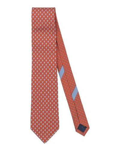 Ferragamo Man Ties & Bow Ties Orange Size - Silk