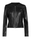 STREET LEATHERS STREET LEATHERS WOMAN JACKET BLACK SIZE XL SOFT LEATHER, VISCOSE, NYLON, ELASTANE