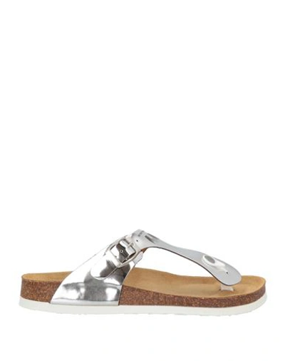F Wd F_wd Woman Thong Sandal Silver Size 6 Rubber