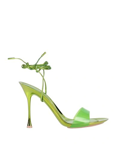 Gianvito Rossi Woman Sandals Acid Green Size 6 Pvc - Polyvinyl Chloride, Soft Leather
