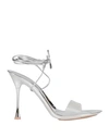Gianvito Rossi Woman Sandals Silver Size 10 Pvc - Polyvinyl Chloride, Soft Leather