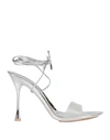 Gianvito Rossi Woman Sandals Silver Size 7.5 Pvc - Polyvinyl Chloride, Soft Leather